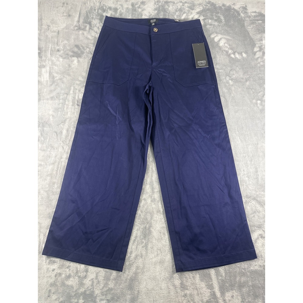 Jones New York Signature Navy Blue Wide Leg Cropped Pants Size 6 NWT